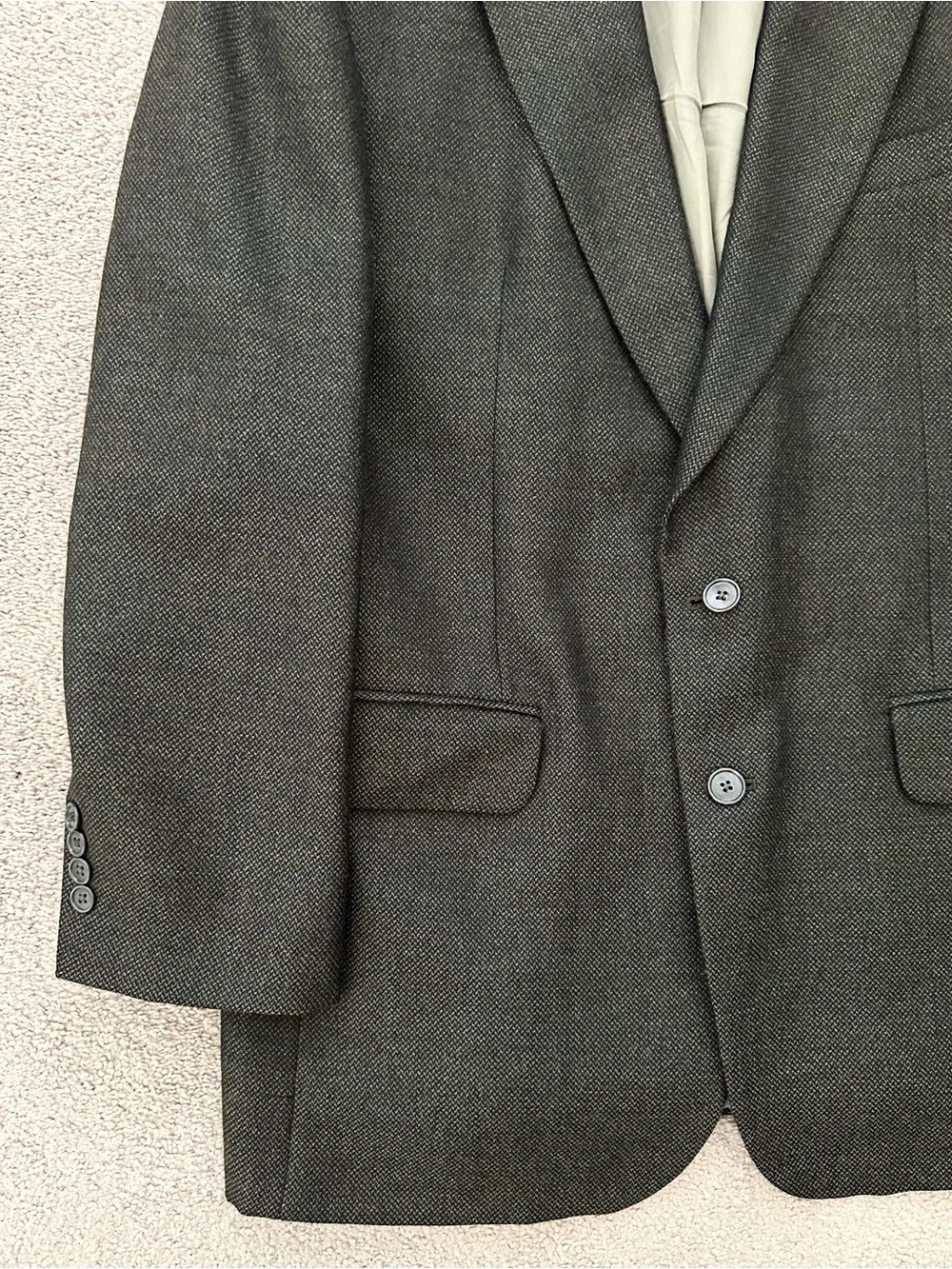 Vintage 90s Oscar De La Renta 100% Wool Dark Green & Brown Blazer Jacket